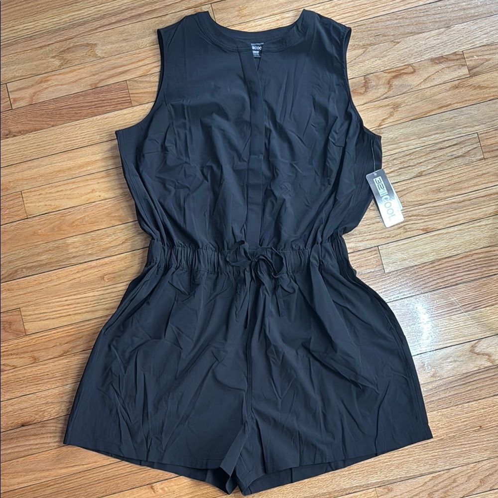 32 Degree Romper Women's Black Button-Up Romper Shorts Tank XL